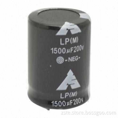 Snap-in E-cap/Aluminum Electrolytic Capacitor with 200V Rated Voltage, 1,500uf Capacitance